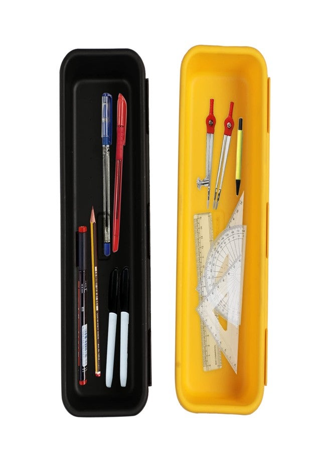 Cutting EDGE Plastic Set of 2 Interlocking Drawer Organizer for Cosmetics & Desk Storage Set, Divider or Separator Tray for Household, Kitchen & Office (Black & Yellow) - Image 3